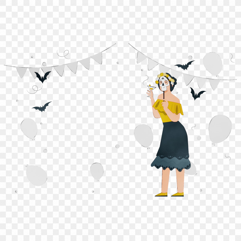 Cartoon Character Yellow Text Happiness, PNG, 2000x2000px, Halloween, Cartoon, Character, Character Created By, Happiness Download Free