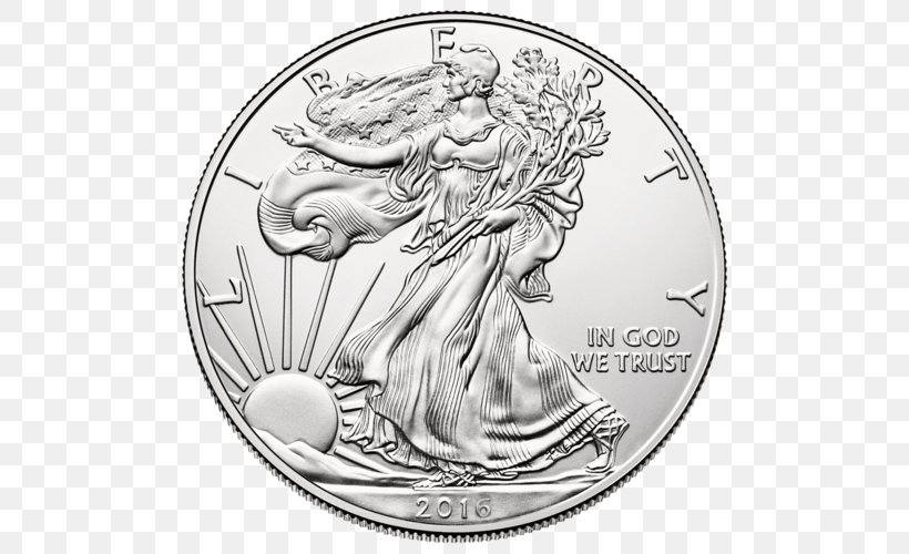 West Point Mint United States American Silver Eagle Bullion Coin, PNG, 500x500px, West Point Mint, American Gold Eagle, American Silver Eagle, Black And White, Bullion Download Free