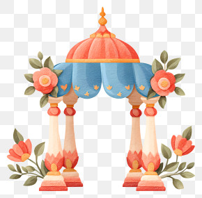 Indian Wedding Mandap - Pastel Floral Pavilion PNG