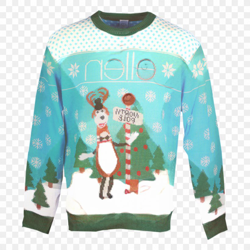 Christmas Sweater, PNG, 1000x1000px, Tshirt, Christmas, Clothing, Deer, Green Download Free