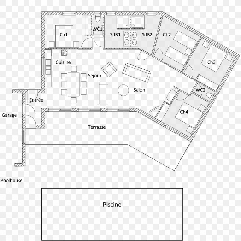Terrasson-Lavilledieu House Floor Plan Villa Bathroom, PNG, 961x960px, Terrassonlavilledieu, Area, Bathroom, Begane Grond, Black And White Download Free