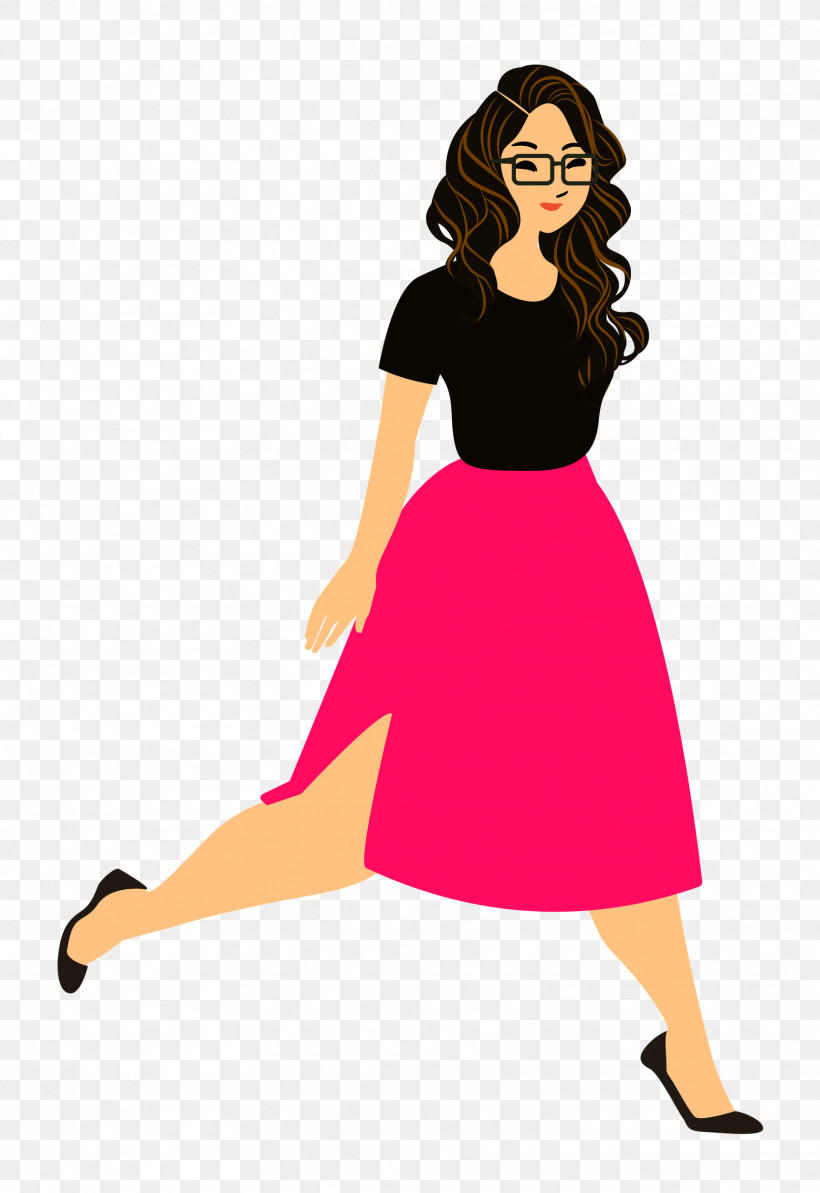 Walking Girl Skirt, PNG, 1718x2500px, Walking, Abdomen, Biology, Cartoon, Dress Download Free