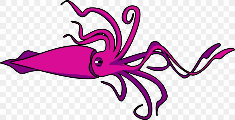 Giant Squid Octopus Clip Art, PNG, 2400x1228px, Watercolor, Cartoon, Flower, Frame, Heart Download Free