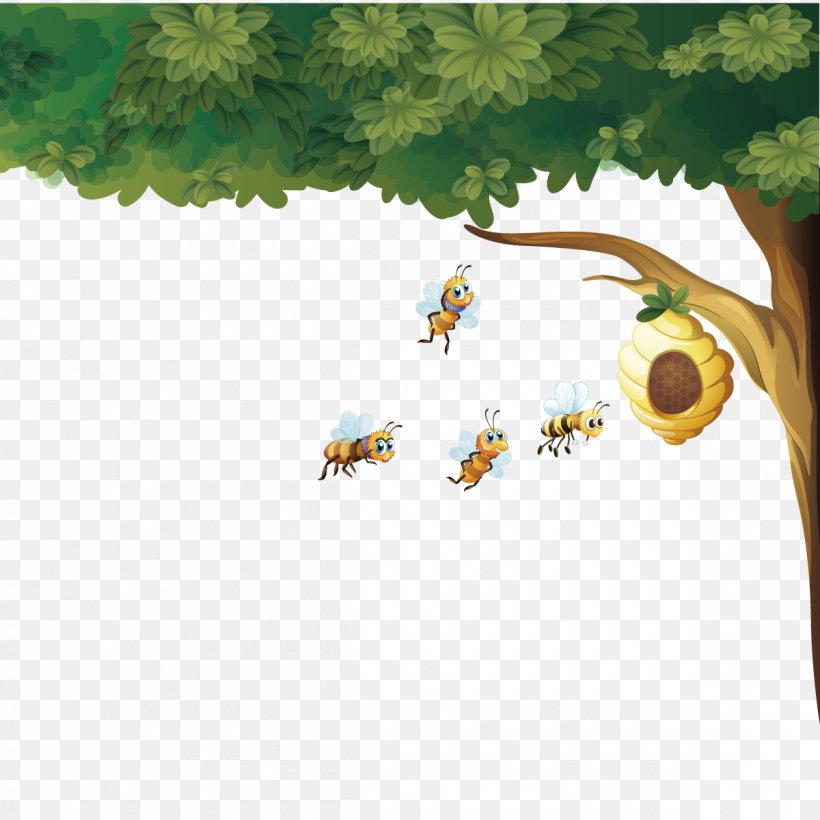 Beehive Honey Bee Euclidean Vector, PNG, 1200x1200px, Bee, Apis Florea, Beehive, Comb Honey, Grass Download Free