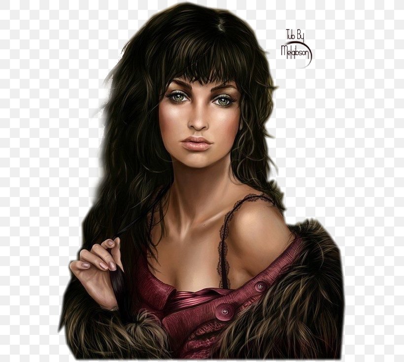 Digital Art Painting Woman, PNG, 589x735px, Digital Art, Art, Artist, Bangs, Black Hair Download Free