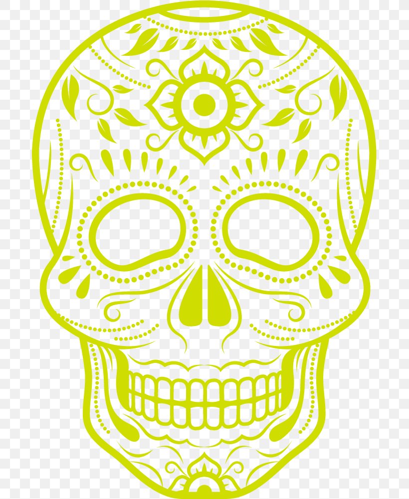 Day Of The Dead Skull, PNG, 691x1001px, Skull, Bone, Calavera, Day Of The Dead, Drawing Download Free