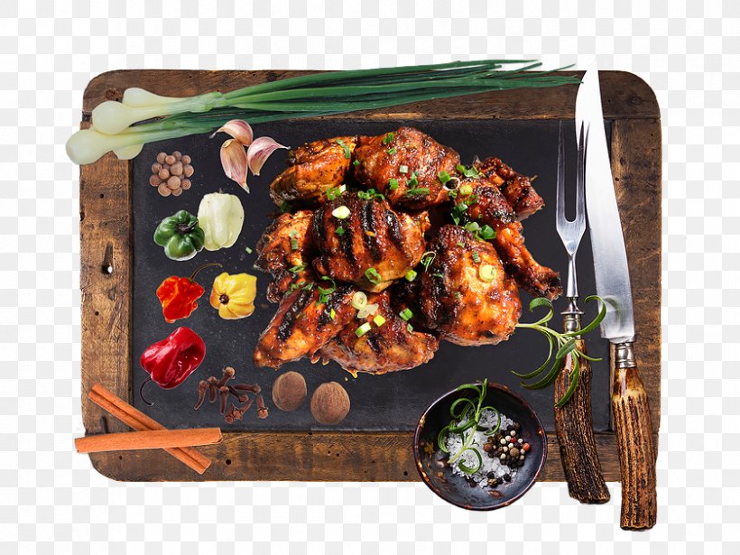Barbecue Jamaican Cuisine Jerk Grilling Food, PNG, 839x630px, Watercolor, Cartoon, Flower, Frame, Heart Download Free