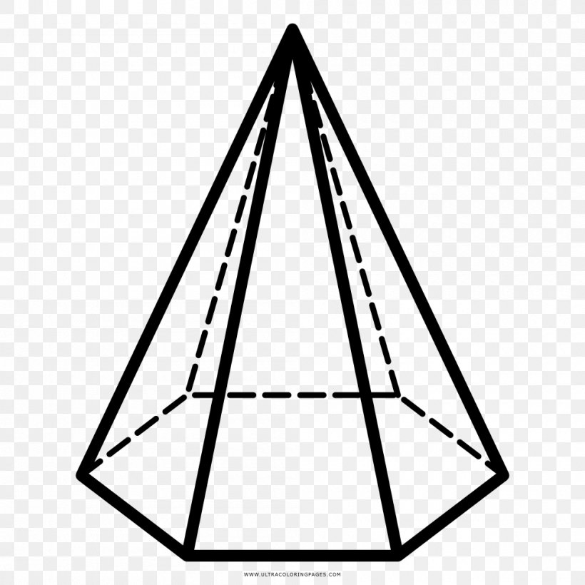 Hexagonal Pyramid Square Pyramid Solid Geometry Area, PNG, 1000x1000px, Pyramid, Area, Base, Black, Black And White Download Free