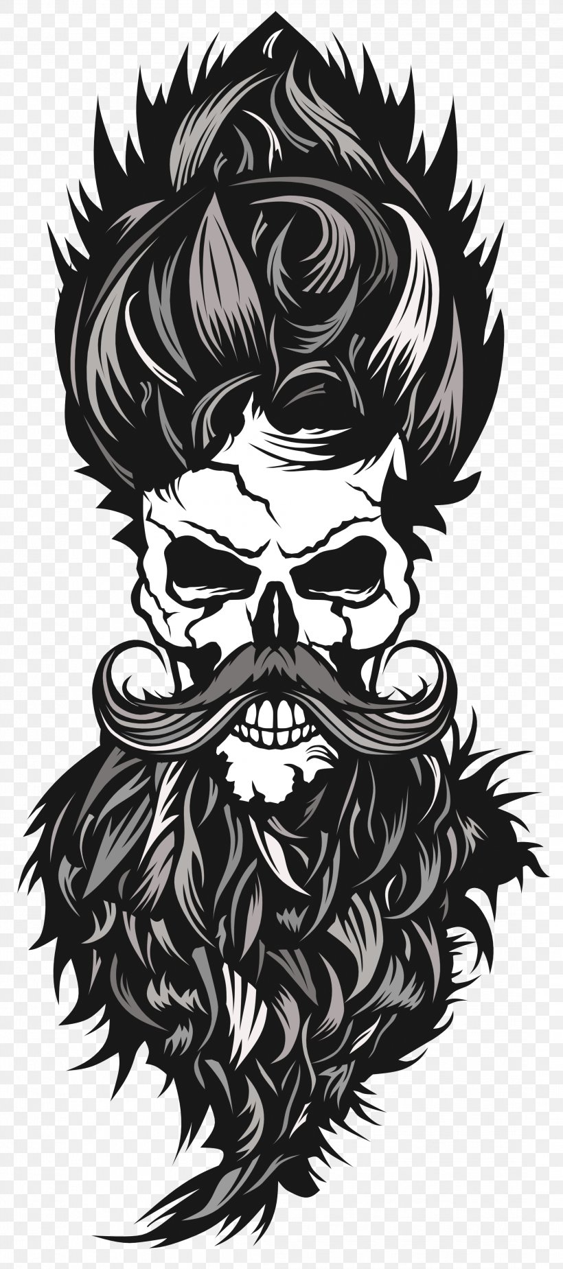 Vector Graphics Illustration Drawing Image, PNG, 2192x4944px, Drawing, Art, Beard, Black And White, Bone Download Free