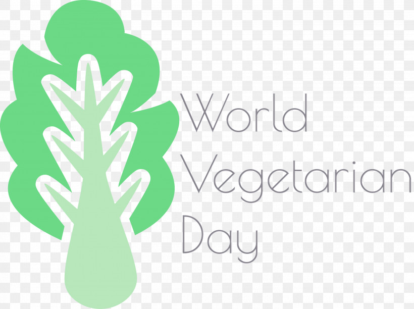 Logo Text Green Leaf Tree, PNG, 3000x2240px, World Vegetarian Day, Green, Leaf, Logo, Paint Download Free