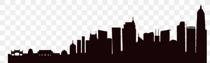 Silhouette Building, PNG, 2474x753px, Silhouette, Black And White, Building, City, Cityscape Download Free