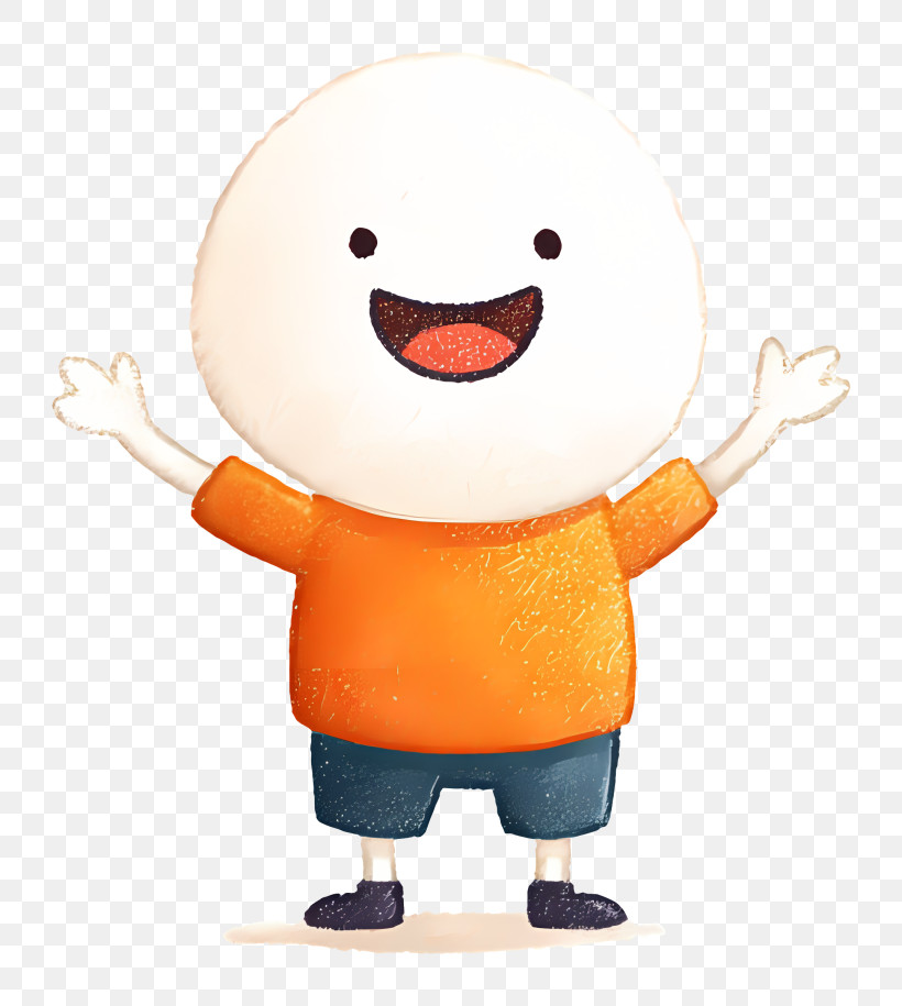 Happy Round-Headed Kid PNG