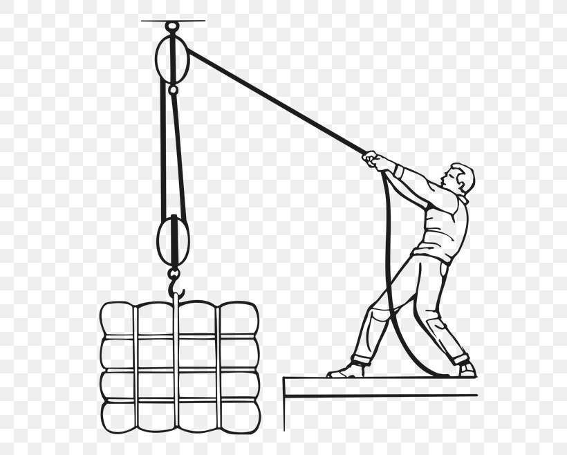 Block And Tackle Pulley Hoist Rope, PNG, 602x658px, Block And Tackle, Area, Arm, Axle, Black And White Download Free