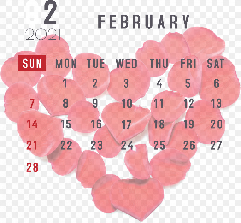 February 2021 Printable Calendar February Calendar 2021 Calendar, PNG, 3000x2770px, 2021 Calendar, M095, Valentines Day Download Free