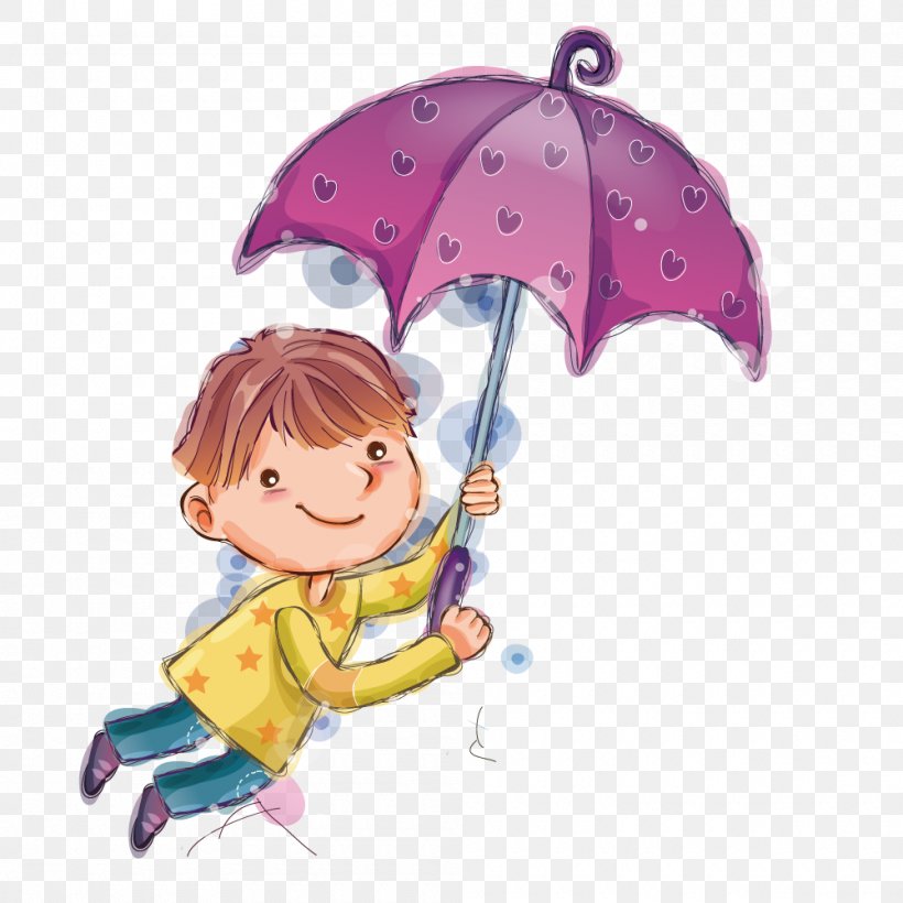 Umbrella Boy, PNG, 1000x1000px, Watercolor, Cartoon, Flower, Frame, Heart Download Free