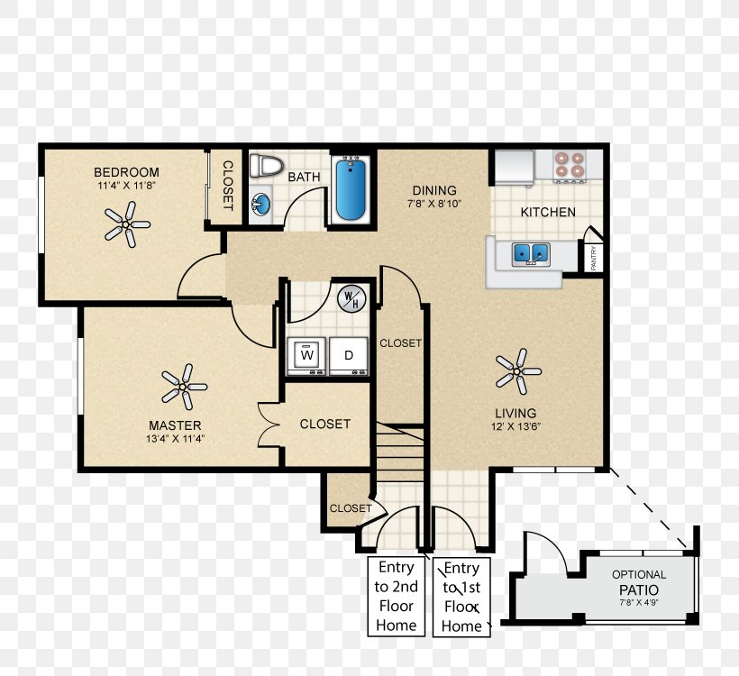 The Cottages At Edgemere Apartment Floor Plan Room, PNG, 750x750px, Apartment, Air Conditioning, Area, Bathroom, Bedroom Download Free