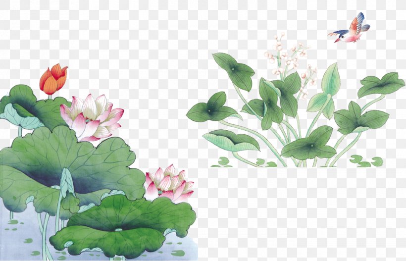 Chinese Painting Gongbi Ink Wash Painting Nelumbo Nucifera, PNG, 1400x900px, Chinese Painting, Art, Bird And Flower Painting, Flora, Floral Design Download Free