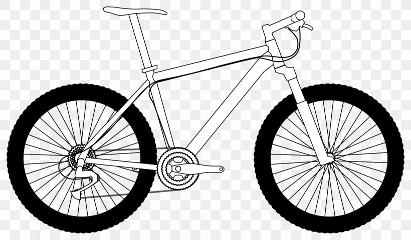 Mountain Bike Bicycle Cycling Downhill Mountain Biking Clip Art, PNG, 2555x1498px, Mountain Bike, Automotive Tire, Bicycle, Bicycle Accessory, Bicycle Drivetrain Part Download Free