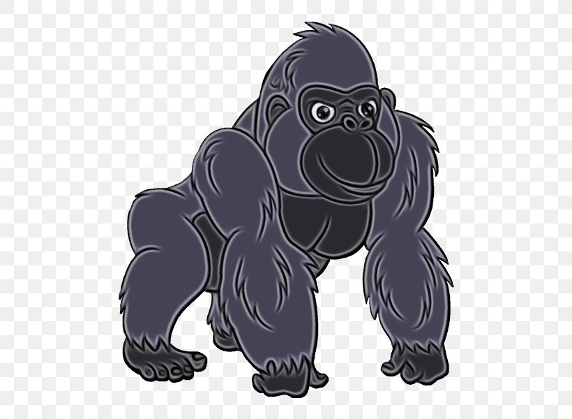 Gorilla Cartoon, PNG, 678x600px, Watercolor, Bear, Black M, Canidae, Cartoon Download Free