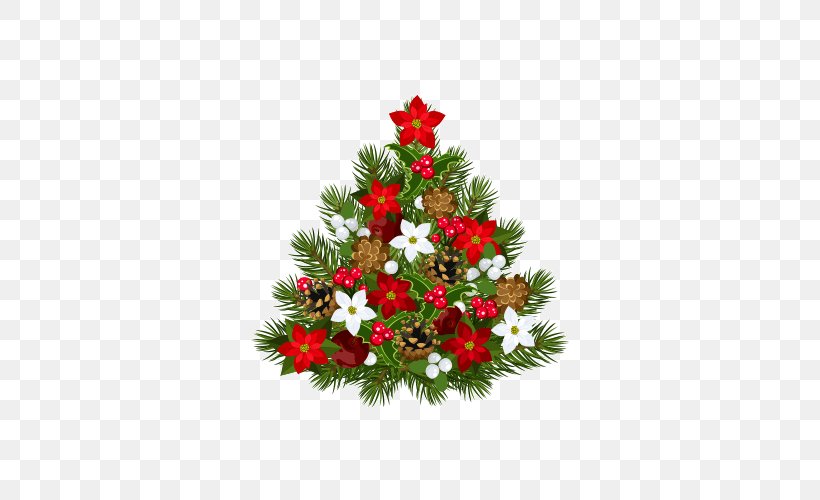 Christmas Tree Santa Claus Clip Art, PNG, 500x500px, Christmas, Advent, Artificial Flower, Branch, Candle Download Free