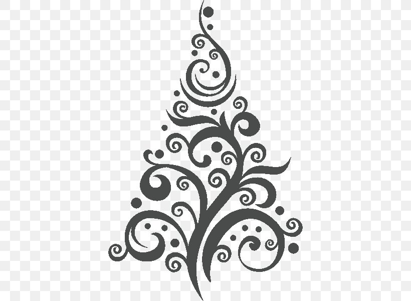 Christmas Tree Sticker Wall Decal, PNG, 600x600px, Christmas Tree, Autocad Dxf, Black And White, Branch, Christmas Download Free