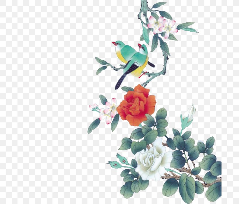 Bird-and-flower Painting Gongbi Chinese Painting Ink Wash Painting, PNG, 700x700px, Birdandflower Painting, Bird, Branch, Chinese Painting, Cut Flowers Download Free