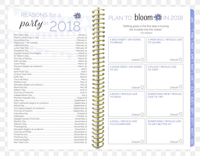 Personal Organizer Goal Paper Hardcover Calendar, PNG, 1024x799px, 2018, Personal Organizer, Area, Bloom Daily Planners, Book Download Free