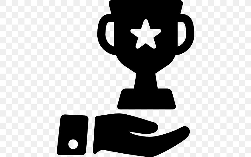 Trophy In Hand, PNG, 512x512px, Award, Black And White, Brand, Cup, Logo Download Free