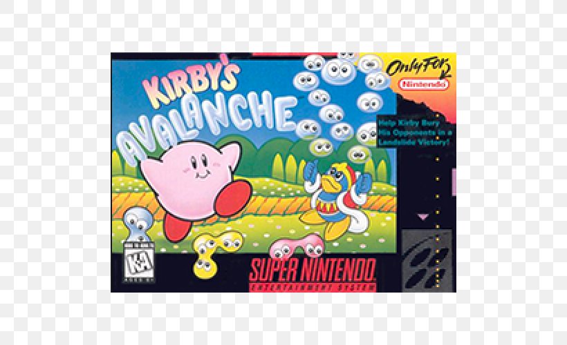 Kirby's Avalanche Kirby's Dream Course Super Nintendo Entertainment System Kirby's Dream Land 3, PNG, 500x500px, Super Nintendo Entertainment System, Advertising, Cartoon, Fiction, Game Boy Download Free