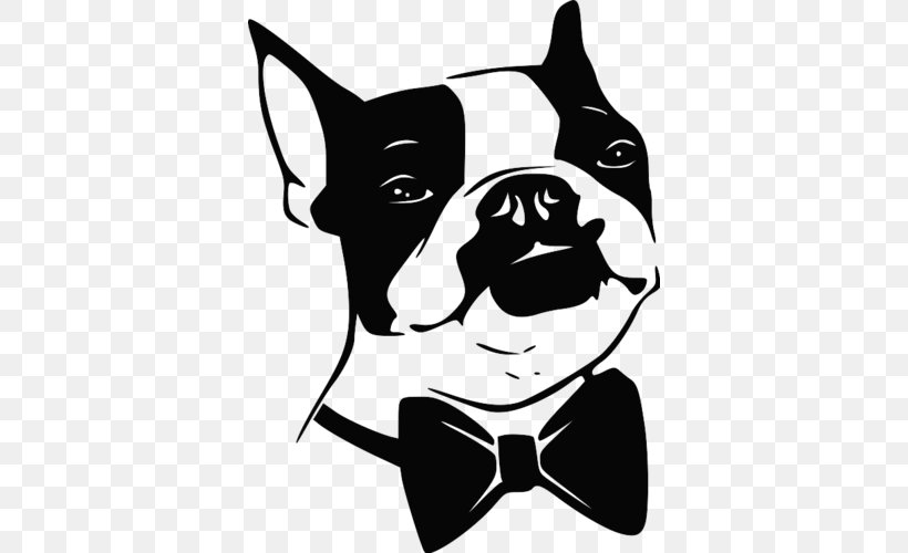 Boston Terrier French Bulldog Japanese Chin Bull Terrier Puppy, PNG, 500x500px, Boston Terrier, Artwork, Black, Black And White, Bull Terrier Download Free