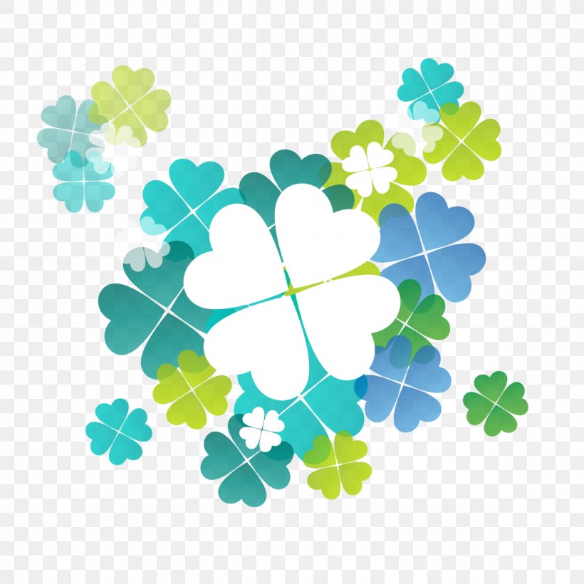 Four-leaf Clover Euclidean Vector, PNG, 1200x1200px, Clover, Area, Floral Design, Flower, Flowering Plant Download Free