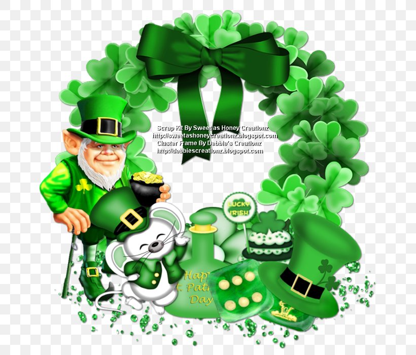 Saint Patrick's Day Clip Art March 17 Irish People Four-leaf Clover, PNG, 700x700px, March 17, Christmas Ornament, Clover, Conifer, Fictional Character Download Free
