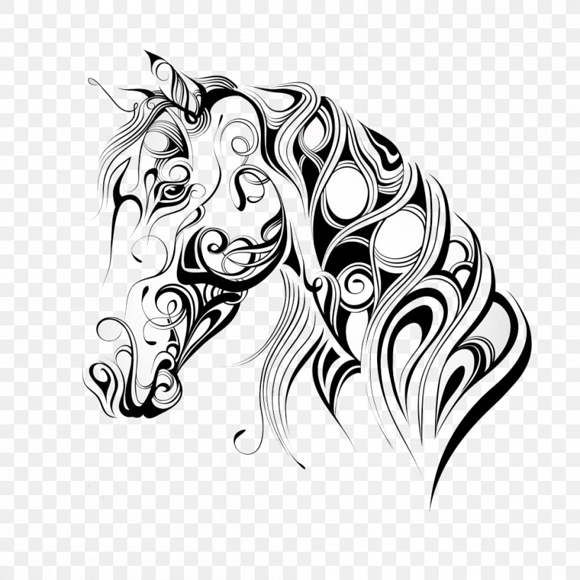 American Quarter Horse Mustang Silhouette Horse Head Mask, PNG, 1000x1000px, Watercolor, Cartoon, Flower, Frame, Heart Download Free