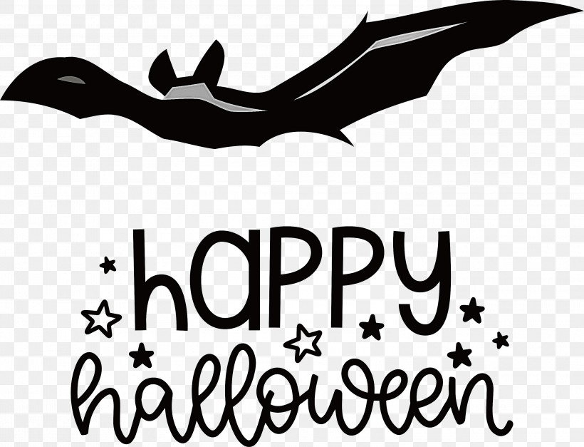 Happy Halloween, PNG, 2999x2295px, Happy Halloween, Batm, Beak, Birds, Calligraphy Download Free