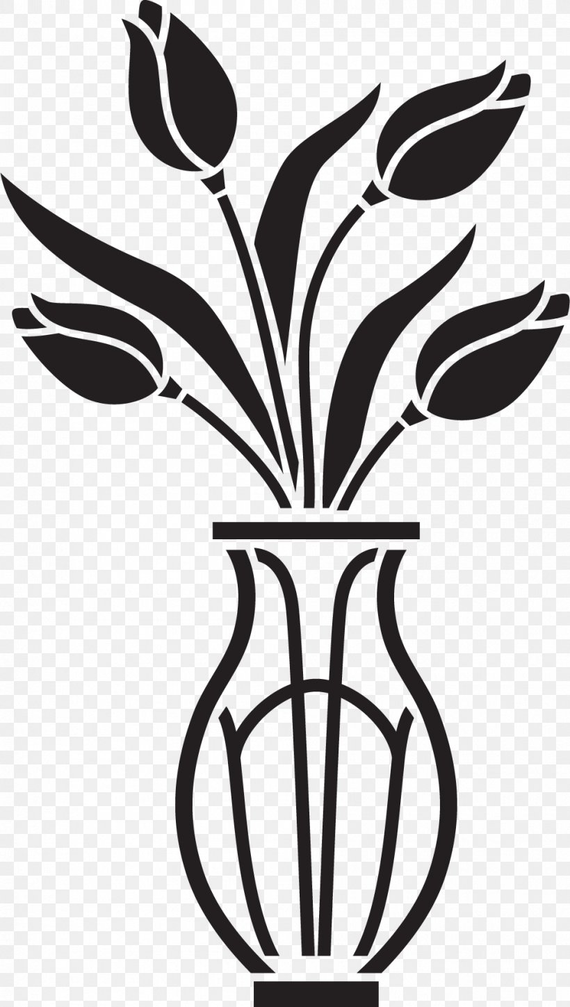Flowerpot Vase Wall Decal Sticker Design, PNG, 995x1759px, Flowerpot, Black And White, Bottle Wall, Branch, Commodity Download Free
