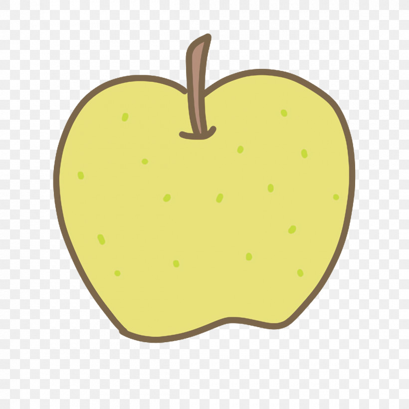 Yellow Apple Meter Apple, PNG, 1200x1200px, Cartoon Fruit, Apple, Kawaii Fruit, Meter, Yellow Download Free