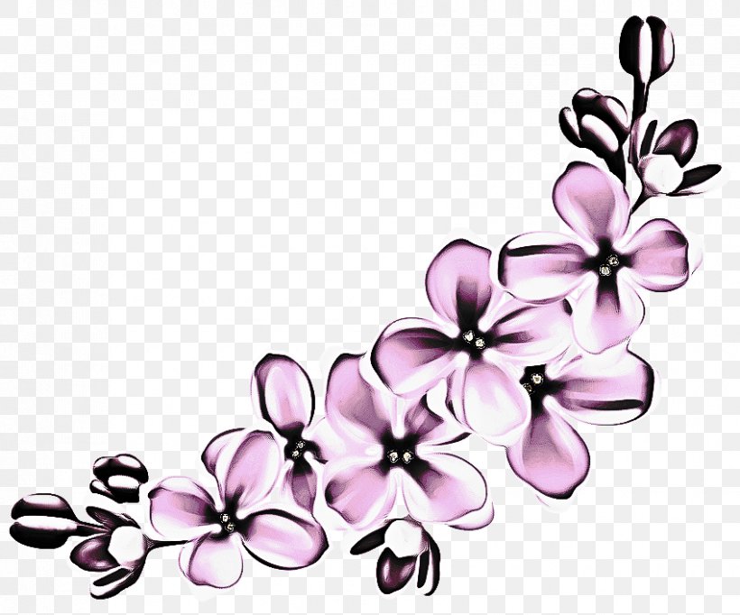 Pink Flower Cartoon, PNG, 850x707px, Petal, Blossom, Body Jewellery, Branch, Common Lilac Download Free