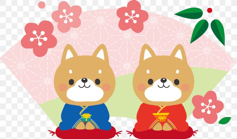 Dog Japanese New Year New Year Card Christmas And Holiday Season Kagami Mochi, PNG, 1063x628px, 2018, Dog, Carnivoran, Cartoon, Cat Download Free