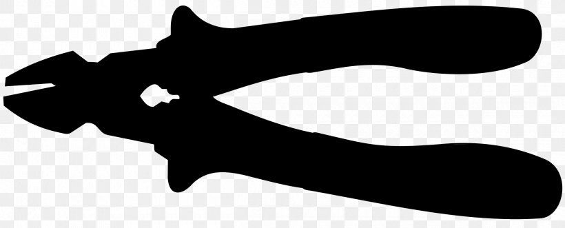 Diagonal Pliers Needle-nose Pliers Tool Clip Art, PNG, 2400x969px, Pliers, Black, Black And White, Carnivoran, Cat Like Mammal Download Free