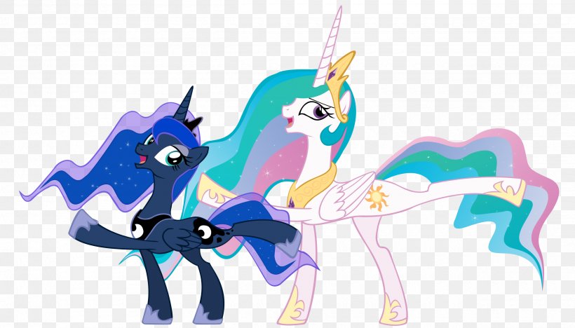 Pony Princess Celestia Princess Luna, PNG, 2500x1428px, Pony, Animal Figure, Art, Cartoon, Character Download Free