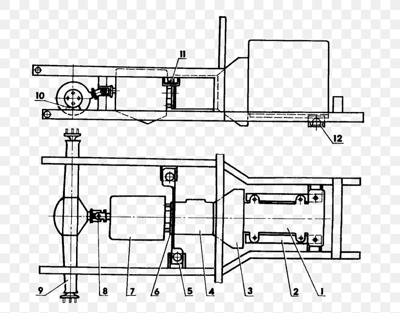 Technical Drawing Malotraktor Tractor Engine Moskvitch, PNG, 730x642px, Technical Drawing, Artwork, Black And White, Crankshaft, Diagram Download Free