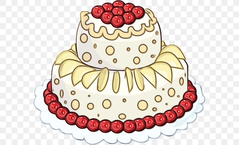 Cartoon Birthday Cake, PNG, 590x500px, Watercolor, Baked Goods, Bakery, Baking, Bavarian Cream Download Free