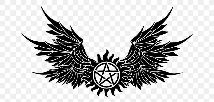 Dean Winchester Demonic Possession Tattoo Symbol, PNG, 784x392px, Dean Winchester, Art, Beak, Bird, Black And White Download Free