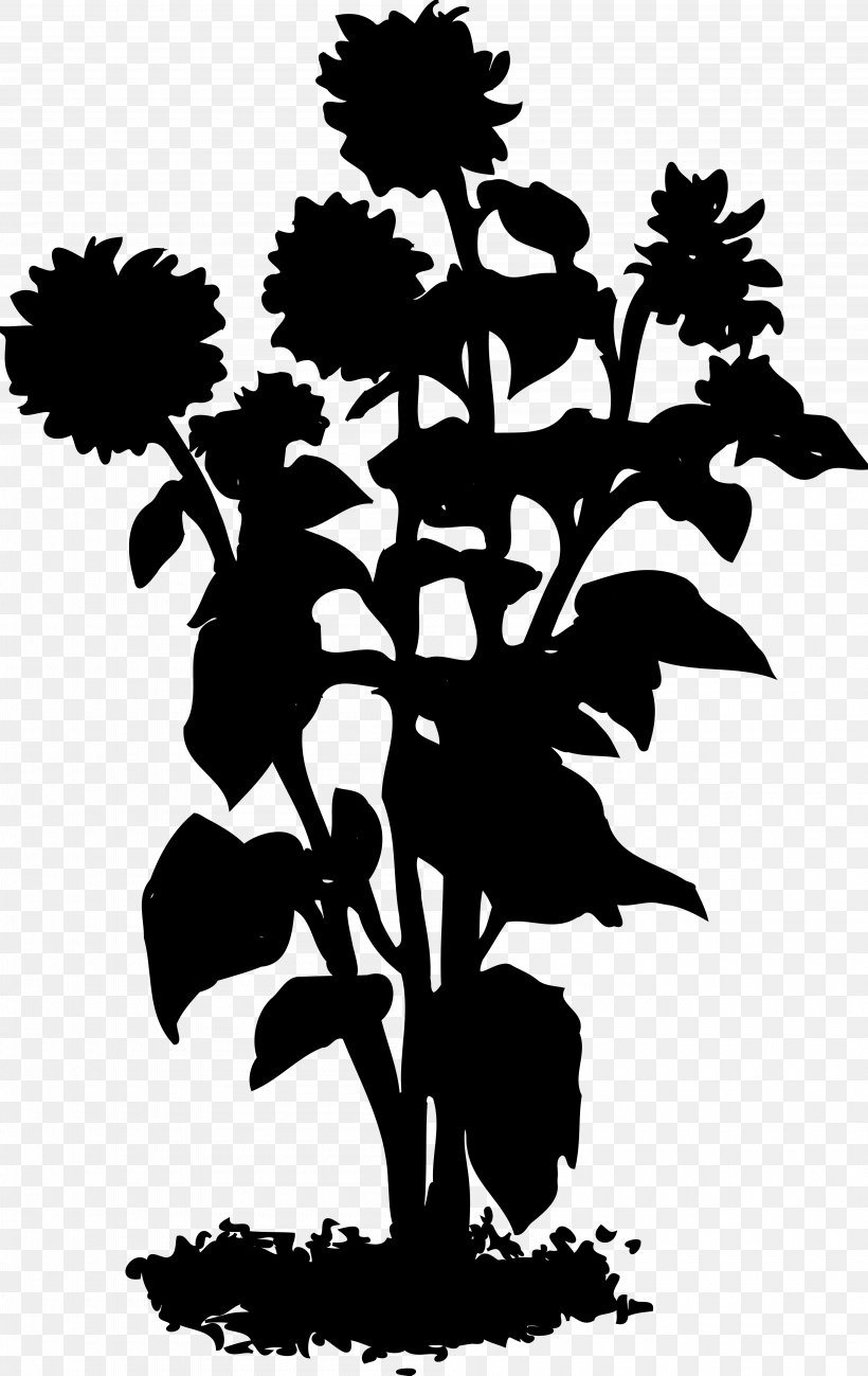 Flower Plant Stem Leaf Clip Art Silhouette, PNG, 4000x6339px, Flower, Blackandwhite, Botany, Branching, Flowering Plant Download Free