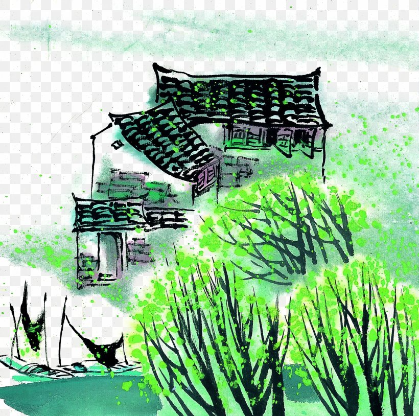 Watercolor Painting Ink Wash Painting, PNG, 2180x2166px, Watercolor Painting, Chinoiserie, Ecosystem, Flora, Grass Download Free