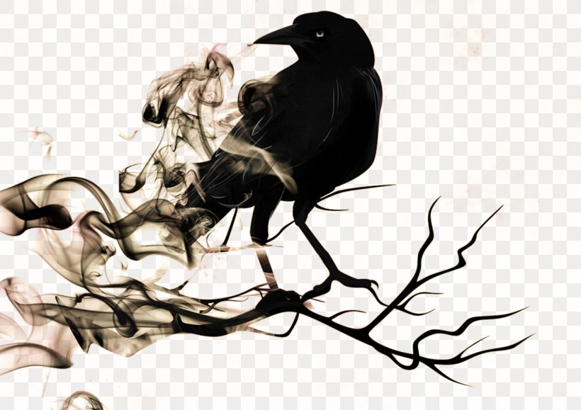 The Raven Common Raven Illustration, PNG, 3363x2378px, Watercolor, Cartoon, Flower, Frame, Heart Download Free
