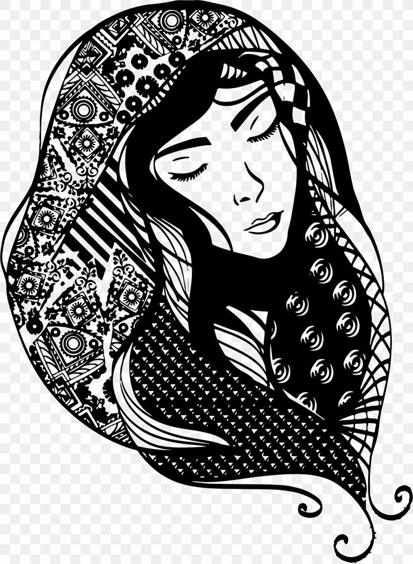 Scarf Drawing Female Clip Art, PNG, 1500x2048px, Scarf, Art, Black And White, Drawing, Face Download Free