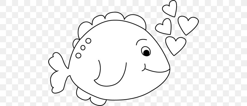 Fish Black And White Cuteness Clip Art, PNG, 500x352px, Watercolor, Cartoon, Flower, Frame, Heart Download Free