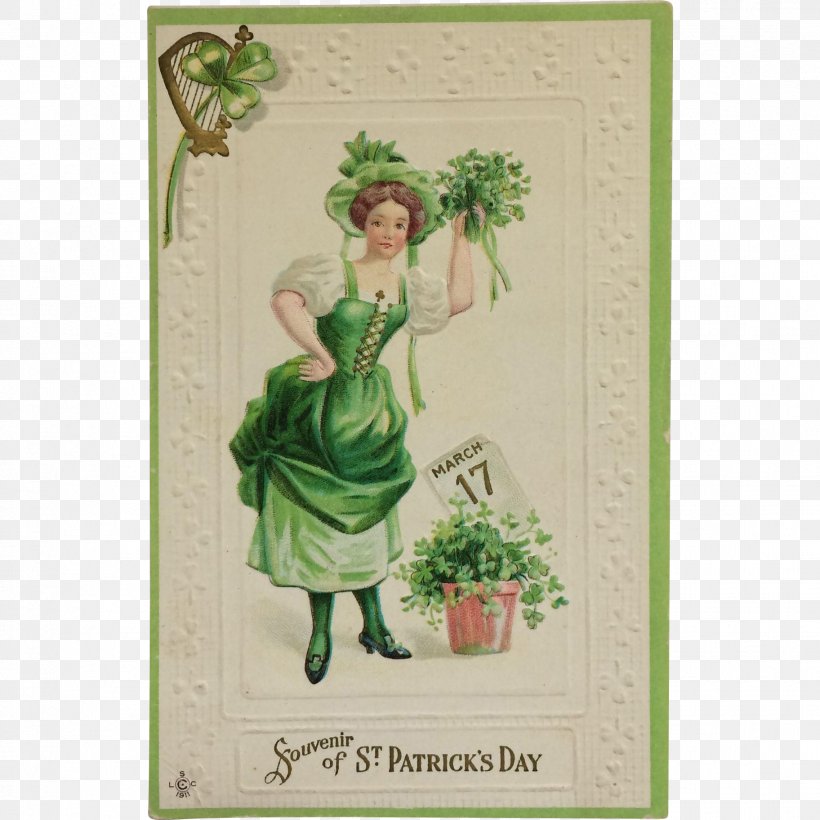 Saint Patrick's Day Post Cards Ireland Paper Greeting & Note Cards, PNG, 1824x1824px, Saint Patrick S Day, Christmas, Costume Design, Easter Postcard, Ellen Clapsaddle Download Free