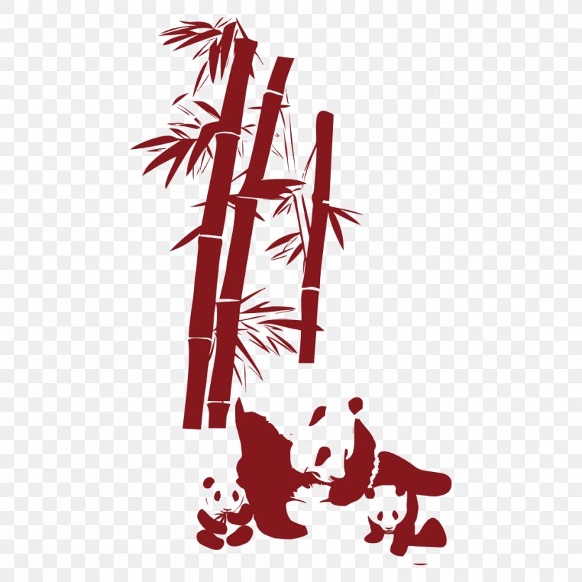 Giant Panda Bamboo, PNG, 1000x1000px, Giant Panda, Animation, Bamboo, Cartoon, Red Download Free